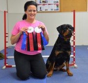 rottweiler - Vegas - Maplemor’s Dbl Down at Qkfire - earns her Novice Agility title